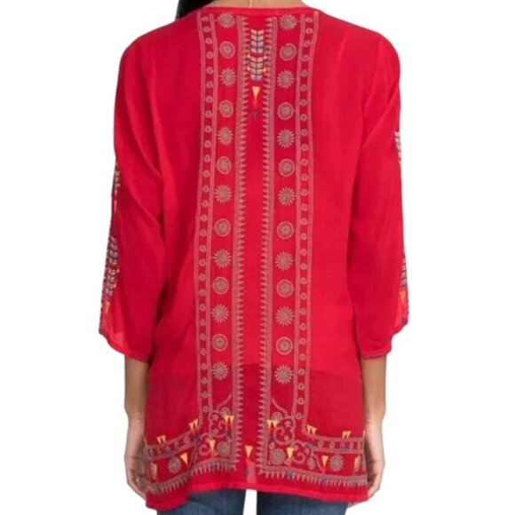 JOHNNY WAS Zillia Embroidered Top Boho Floral Tunic - Picture 15 of 17